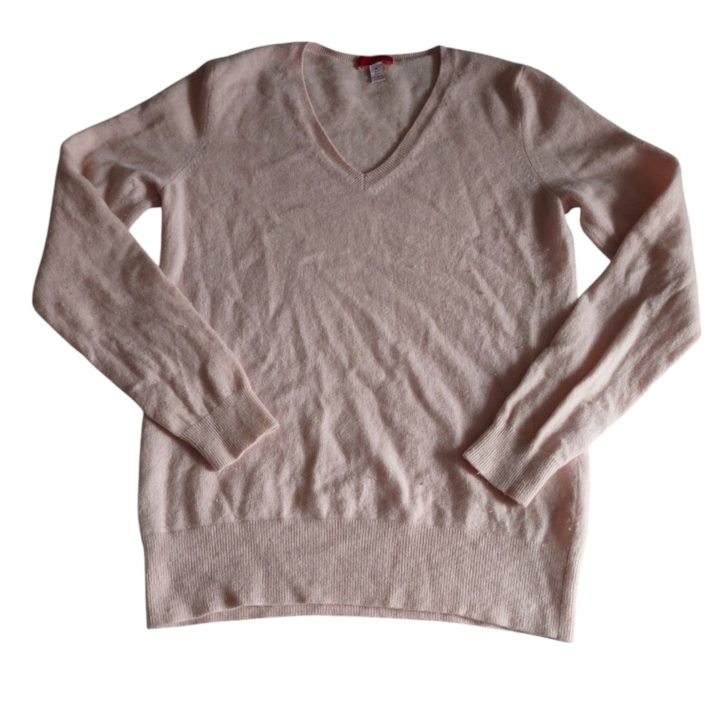 Jennie Liu Medium Pink 100% Cashmere V-Neck Sweater